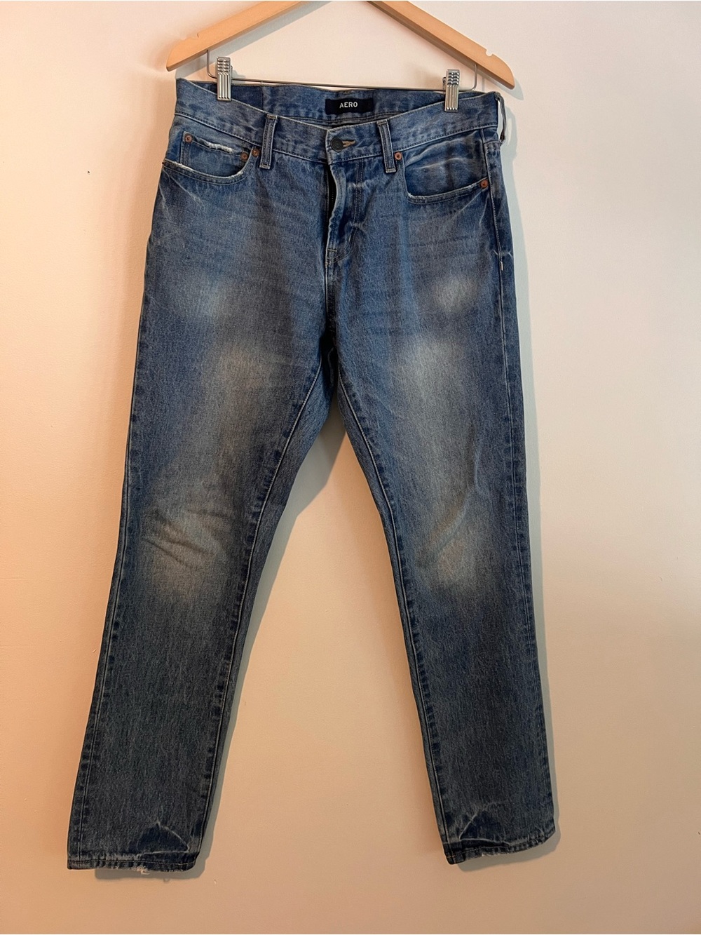 Aeropostale Women's Straight-Leg Jeans in Faded Blue